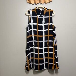 Alfani Black, White, and Brown Grid Mini Dress